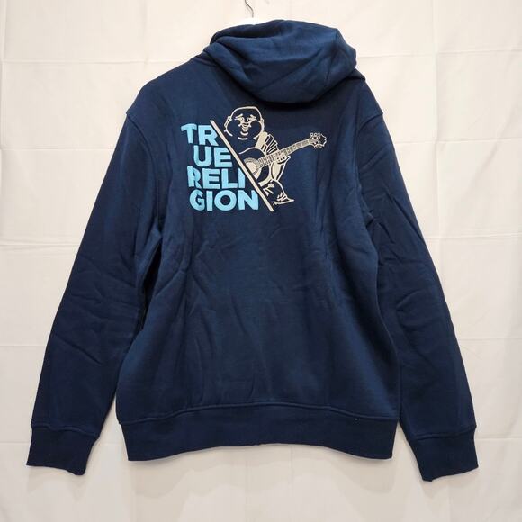 True Religion Sweatshirt Dress Blue Zip Up Hoodie Size Large - Picture 1 of 7